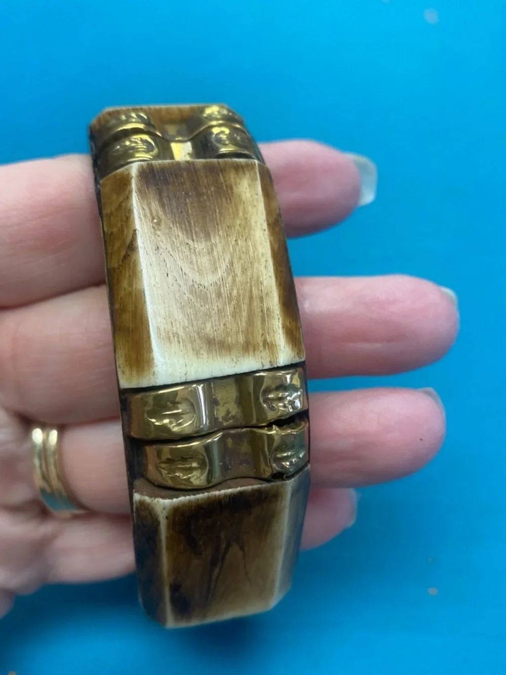 Vintage brass and bone bangle